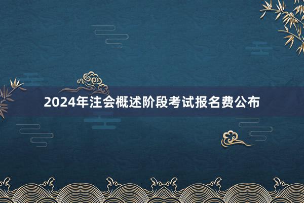 2024年注会概述阶段考试报名费公布