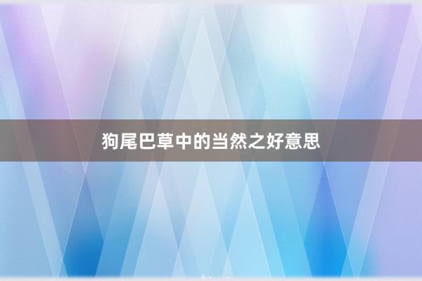 狗尾巴草中的当然之好意思
