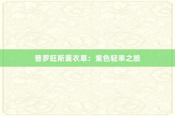 普罗旺斯薰衣草：紫色轻率之旅